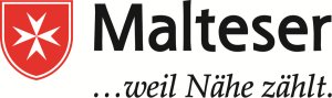 Logo von Malteser. Es ist ein Schriftzug zusehen: Malteser...weil-Nähe-zählt.